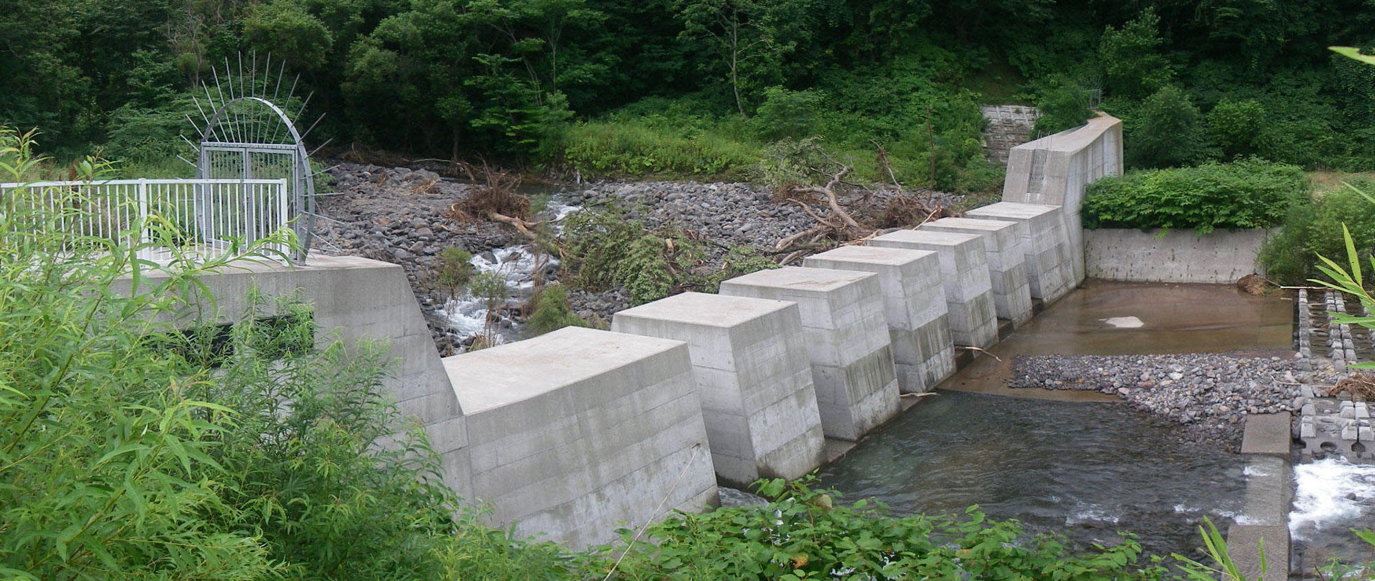 渓流の連続性を考慮したコンクリートスリットえん堤